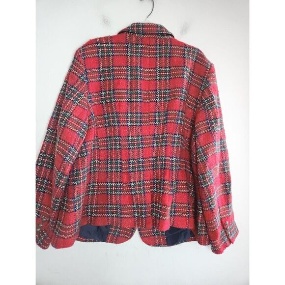 Talbots Women Red Tweed Red Blue Wool Blend "Shetland" 3 Button Blazer size 22W - Picture 11 of 11